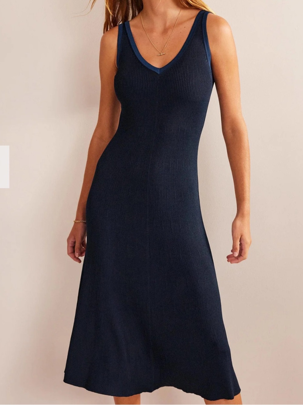 Boden V-Neck Knitted Midi Dress